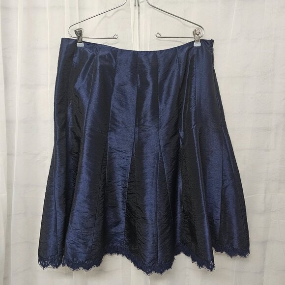 Lane Bryant Skirt Blue Satin Lace Coquette Whimsigoth A-line Pleated 14 - Picture 10 of 10